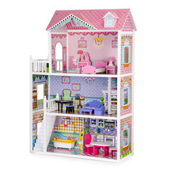 Деревянный кукольный домик XXL с мебелью ECOTOYS цена и информация | Игрушки для девочек | kaup24.ee