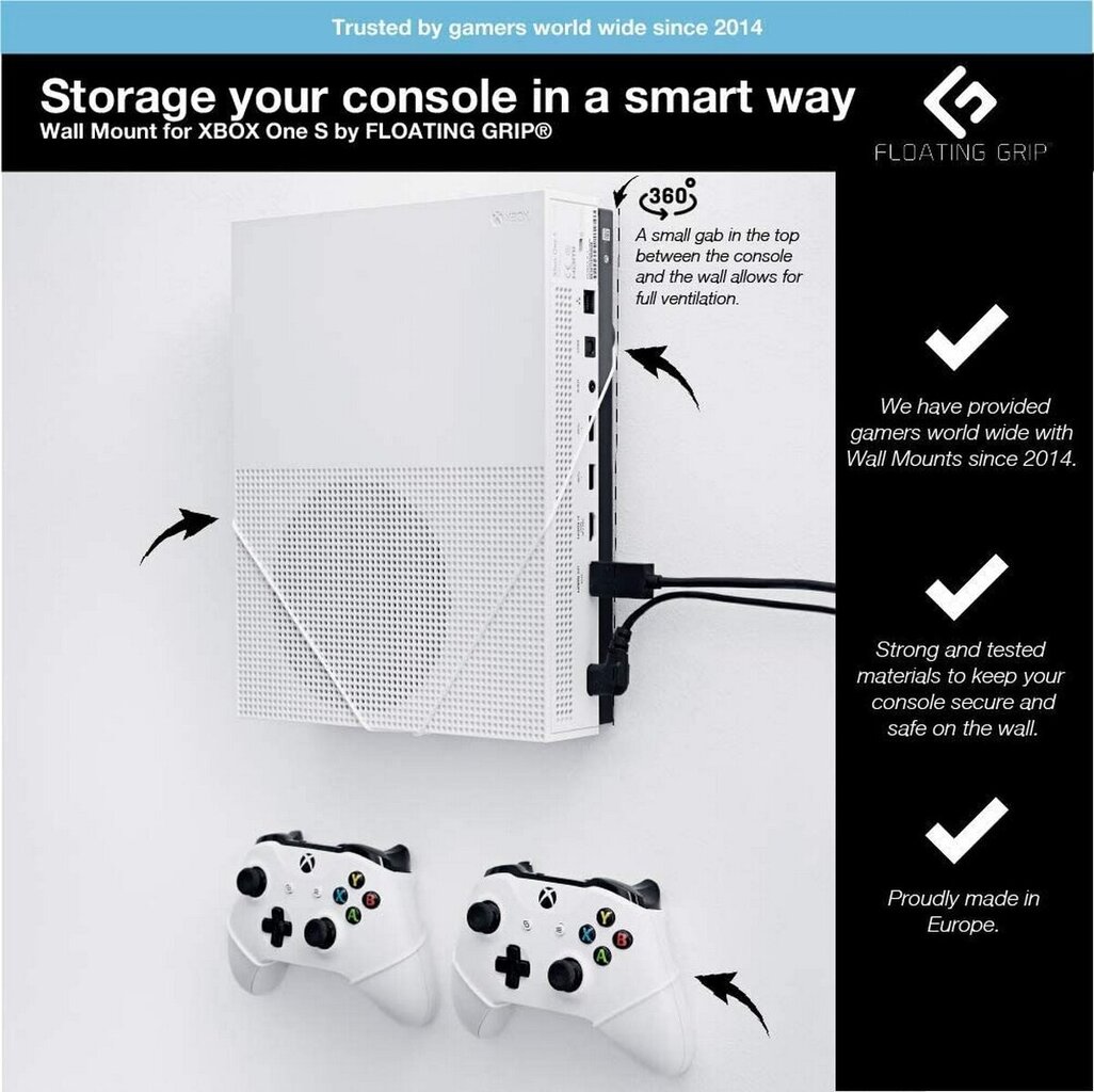 Floating Grip Wall Mount Bundle Xbox One S цена и информация | Mängukonsoolide lisatarvikud | kaup24.ee