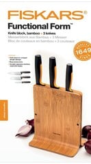 Fiskars Functional Form noahoidik bambus, 4 osa цена и информация | Ножи и аксессуары для них | kaup24.ee