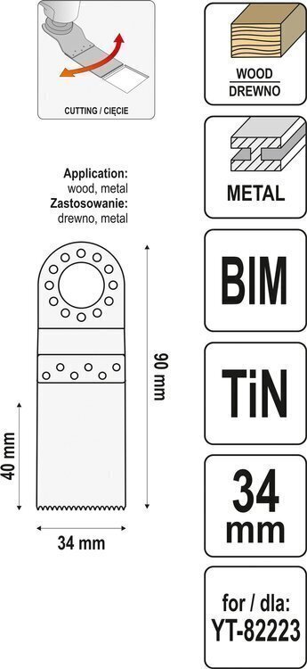 Tarvik multifunktsionaalsele seadmele BIM-TIN 34 x 90mm Yato (YT-34702) hind ja info | Käsitööriistad | kaup24.ee