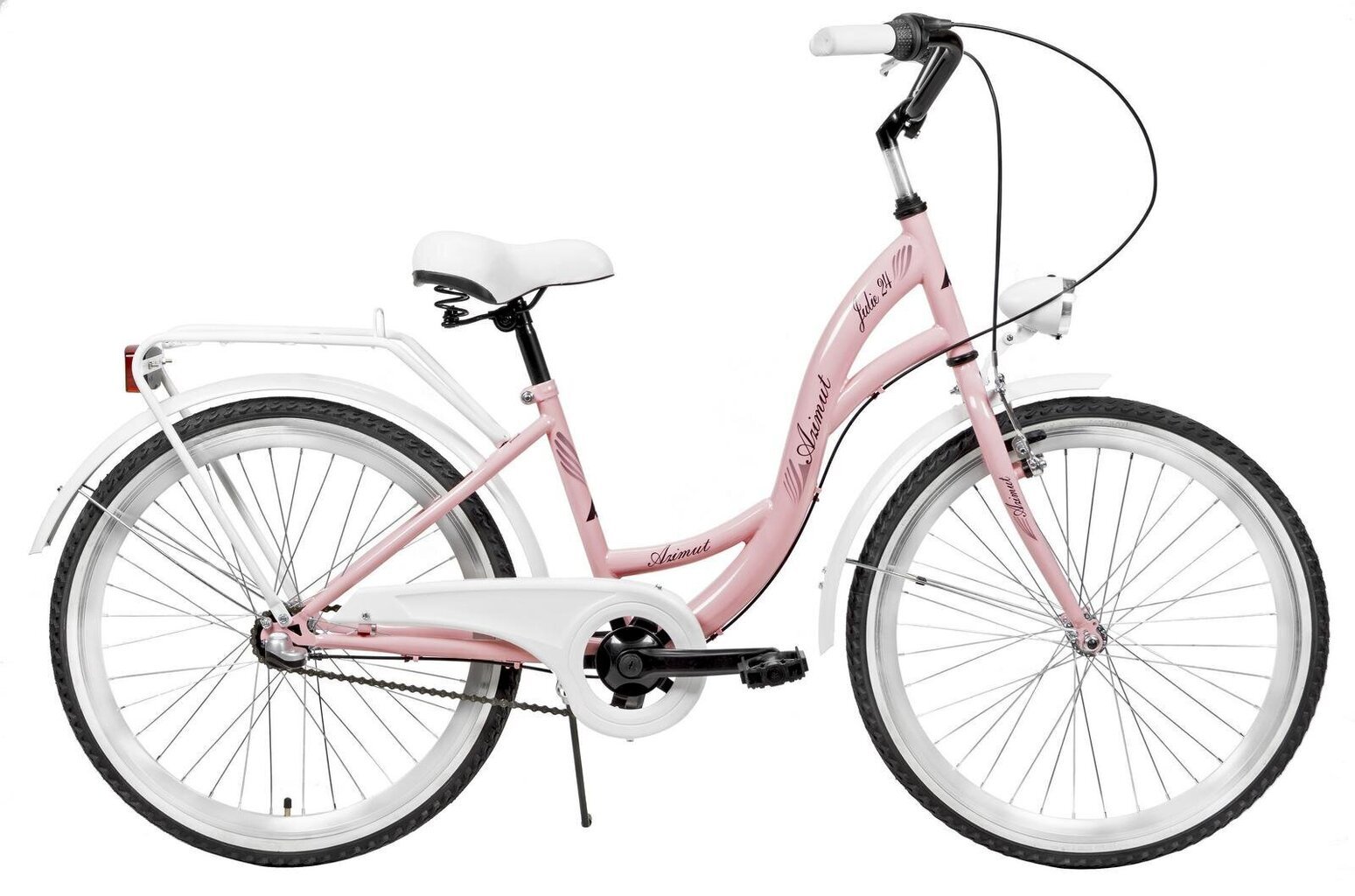 Laste jalgratas AZIMUT Julie 24" 3-speed 2021, roosa/valge hind ja info | Jalgrattad | kaup24.ee