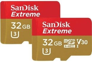 SanDisk карта памяти microSDHC 32GB Extreme Action 2 шт цена и информация | Карты памяти для фотоаппаратов, камер | kaup24.ee