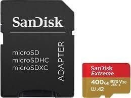 Mälupulk Sandisk Extreme microSDXC 400GB + SD Adp цена и информация | Fotoaparaatide mälukaardid | kaup24.ee