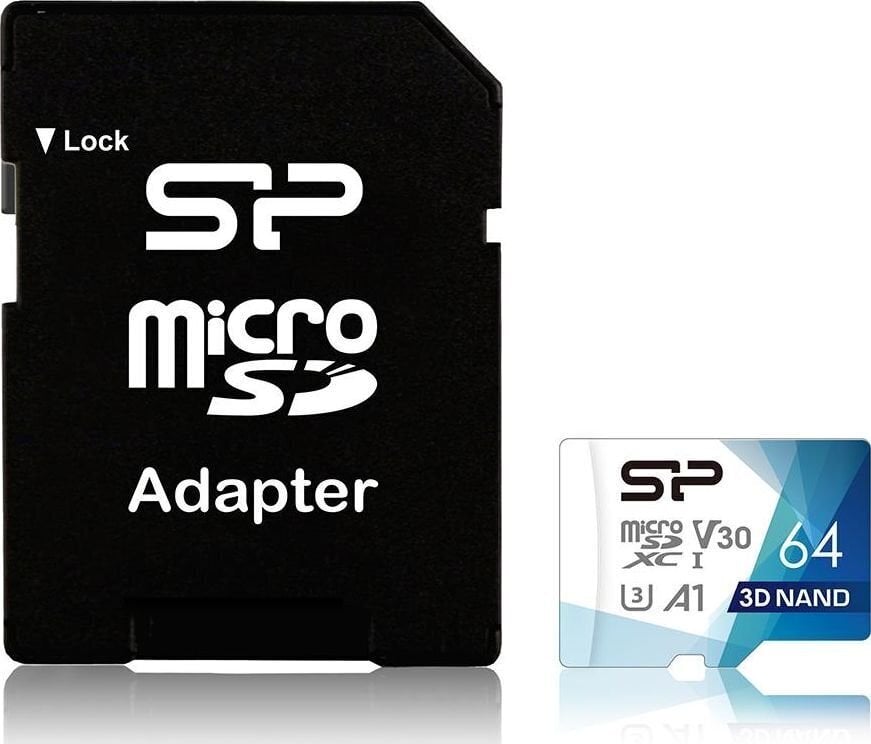 Silicon Power mälukaart microSDXC 64GB Superior Pro V30 + adapter hind ja info | Mobiiltelefonide mälukaardid | kaup24.ee