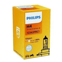 Автомобильная лампa PHILIPS H4 12V 60/55W VISION+30% цена и информация | Автомобильная ксеноновая лампа D2R 6000К (Китай) | kaup24.ee