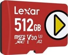 MEMORY MICRO SDXC 512GB UHS-I/PLAY LMSPLAY512G-BNNNG LEXAR hind ja info | Lexar Mobiiltelefonid, foto-, videokaamerad | kaup24.ee