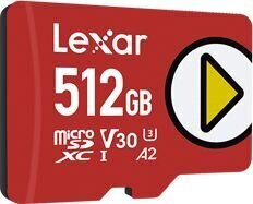 MEMORY MICRO SDXC 512GB UHS-I/PLAY LMSPLAY512G-BNNNG LEXAR hind ja info | Fotoaparaatide mälukaardid | kaup24.ee