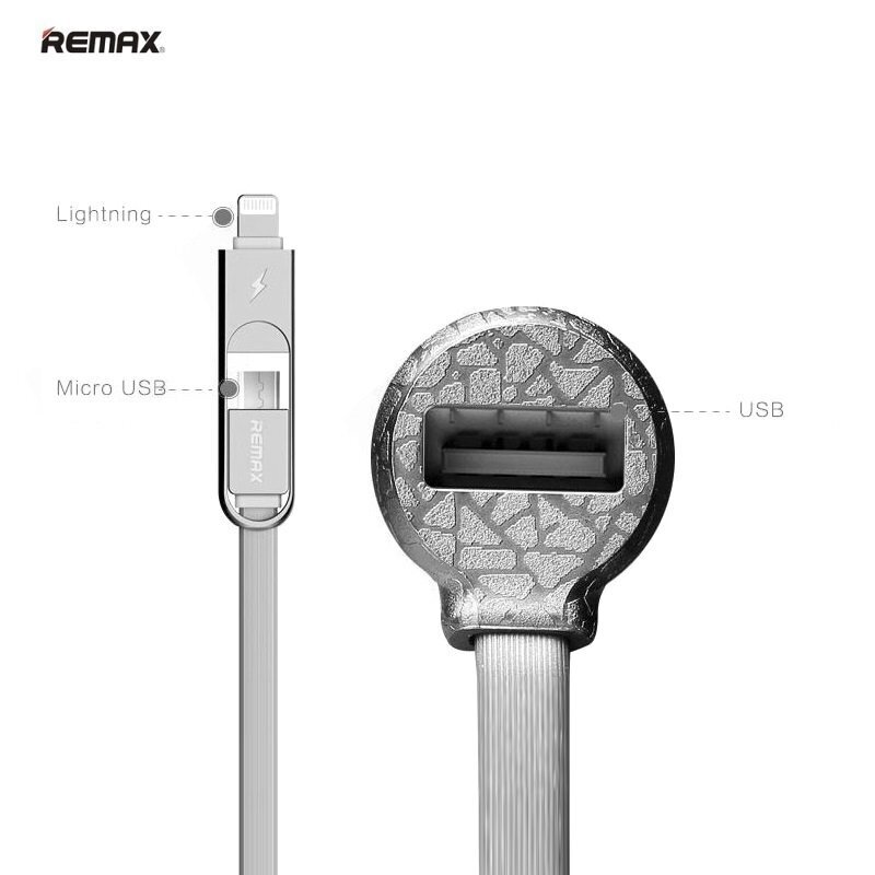 Kaabel Remax RC-C103 3in1 Lightning - Micro USB - USB, 1m, hõbedane hind ja info | Mobiiltelefonide kaablid | kaup24.ee