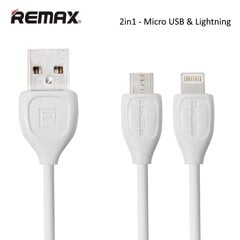 USB кабель Remax «Lesu» 2в1 RC-050t microUSB-Apple, белый цена и информация | Кабели для телефонов | kaup24.ee