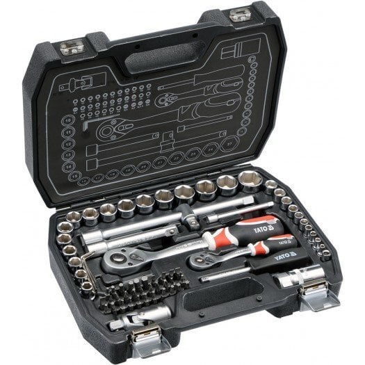 YATO YT-38782 Tööriistade komplekt 1/2", 1/4", 72tk hind ja info | Käsitööriistad | kaup24.ee