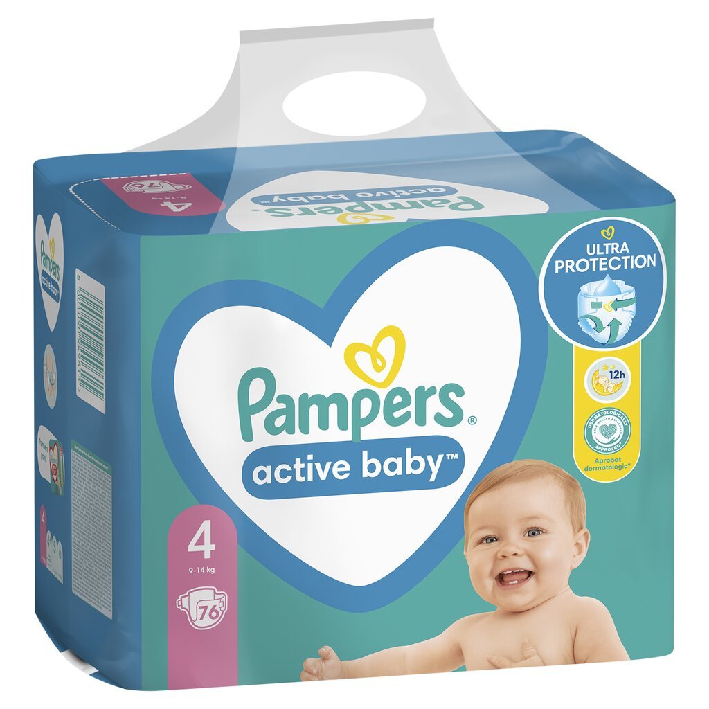 Mähkmed Pampers Active Baby, Giant Pack, 4 suurus, 9-14 kg, 76 tk. hind ja info | Mähkmed | kaup24.ee