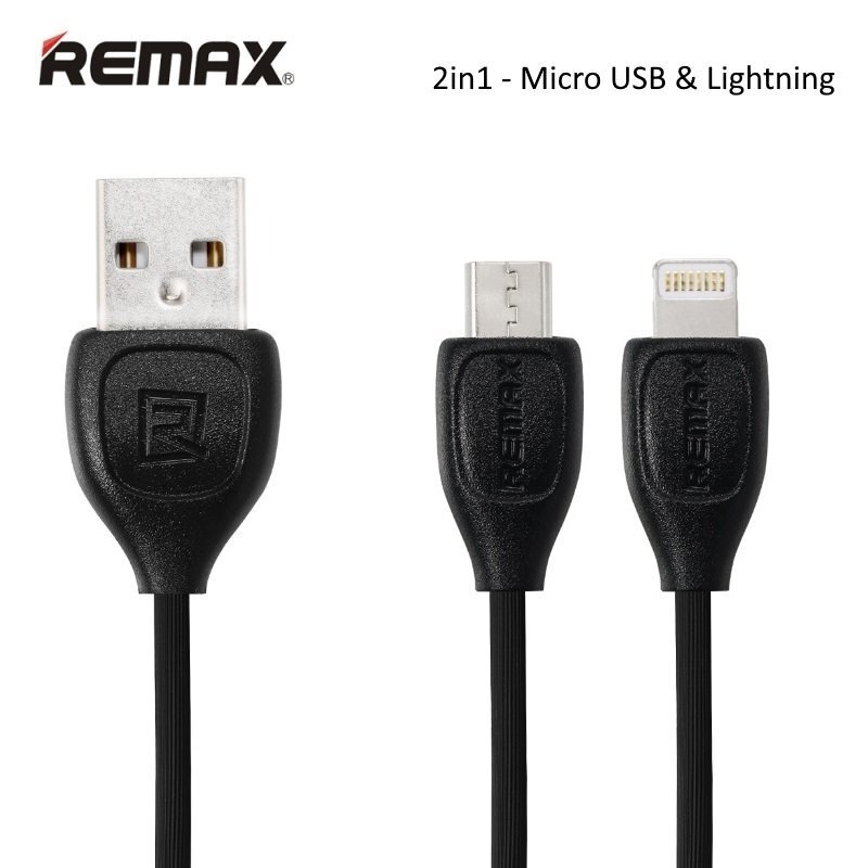 Kaabel Remax 2in1 USB - Micro USB, Apple Lightning 2M, must цена и информация | Mobiiltelefonide kaablid | kaup24.ee