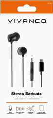 Vivanco kõrvaklapid + mikrofon Stereo Earbuds USB-C, must (61752) hind ja info | Kõrvaklapid | kaup24.ee