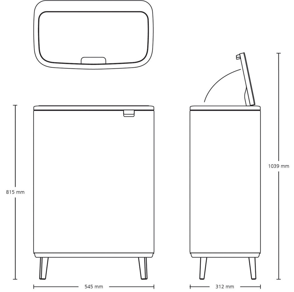 Kõrge, Bo Touch Bin 60L Matt Black hind ja info | Prügikastid | kaup24.ee