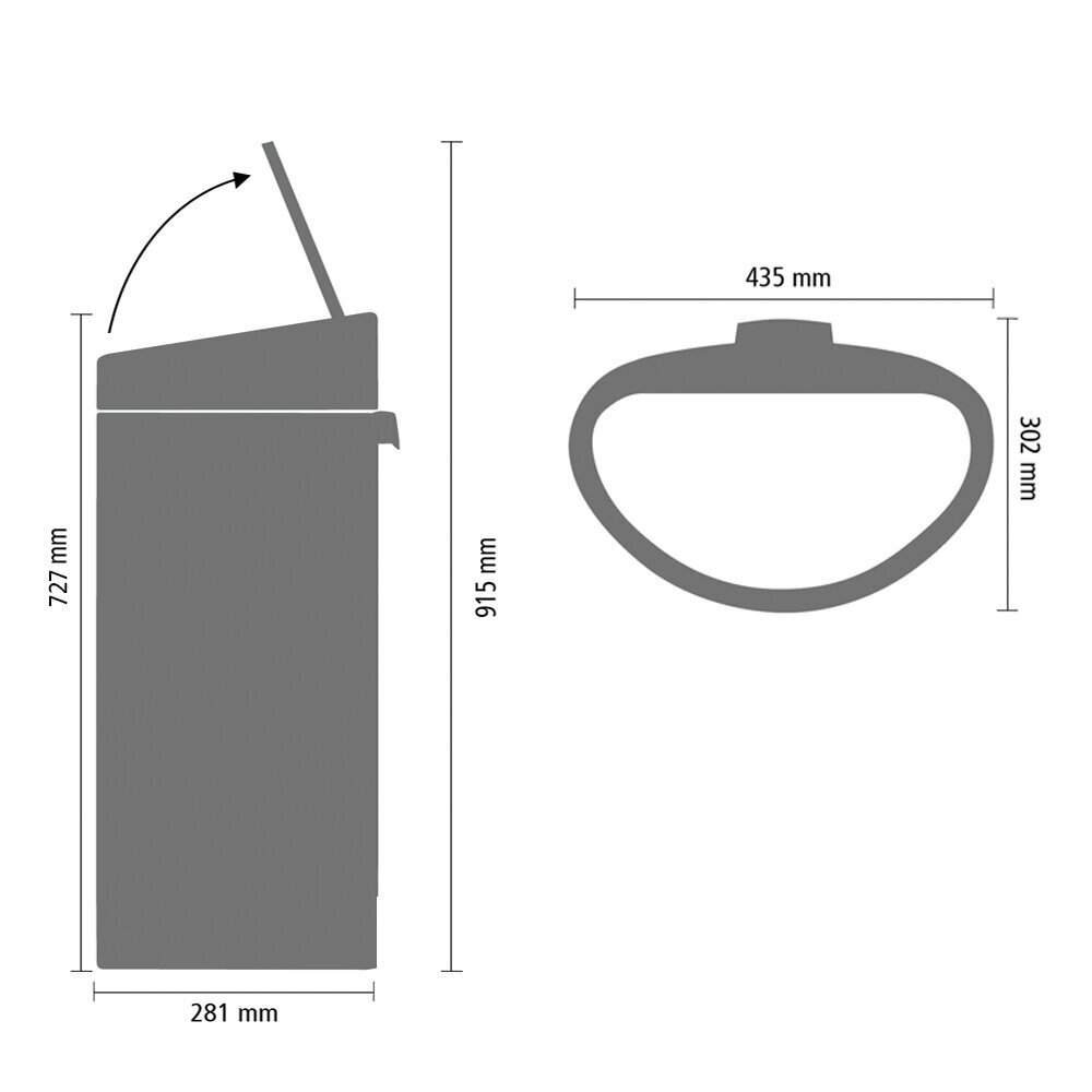 Prügikast, Touch Bin 40L Matt Black цена и информация | Prügikastid | kaup24.ee