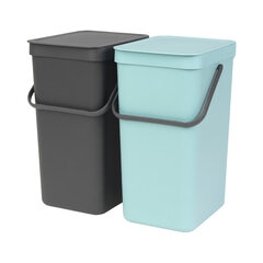 Встраиваемые мусорные ведра Sort & Go (2 x 16 л) Mint & Grey цена и информация | Мусорные баки | kaup24.ee