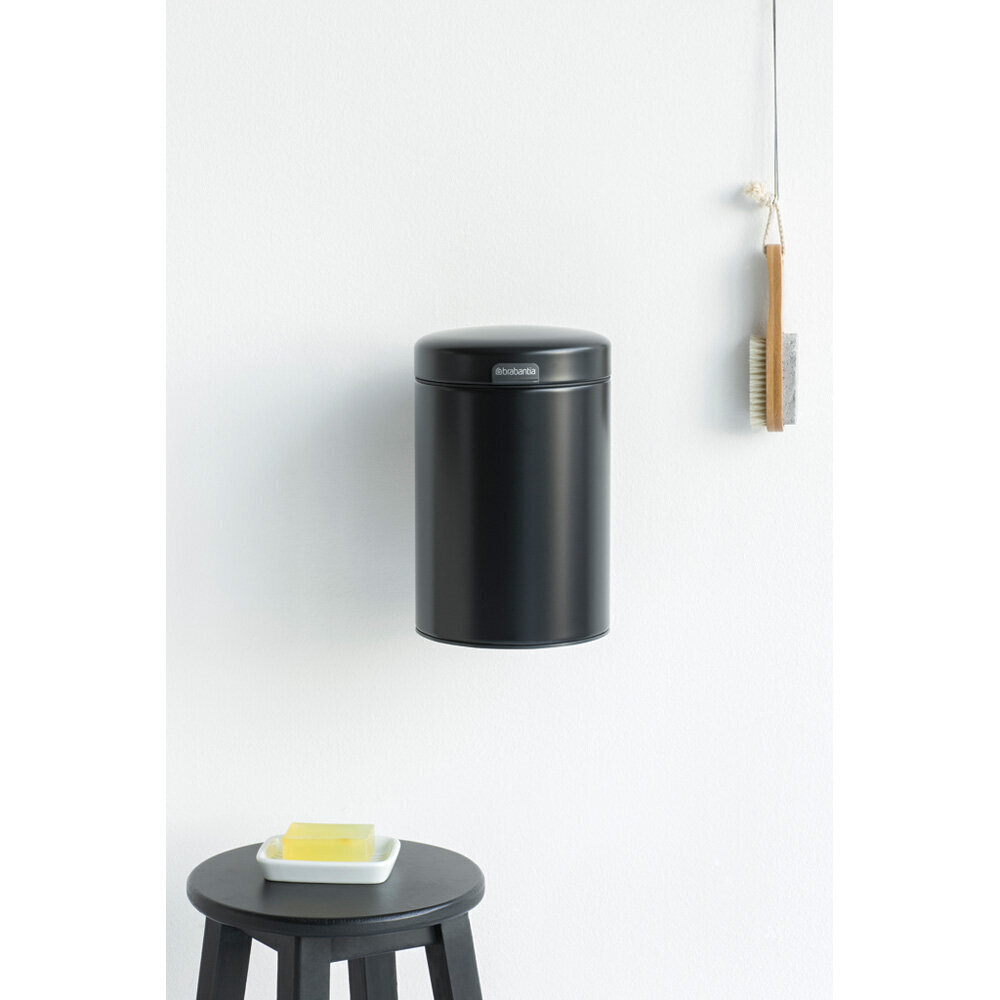 Prügikast, Wall Mounted 3L Matt Black hind ja info | Prügikastid | kaup24.ee