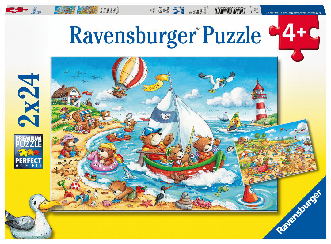 Ravensburger pusle 2x24 tk Puhkus mere ääres hind ja info | Arendavad mänguasjad | kaup24.ee