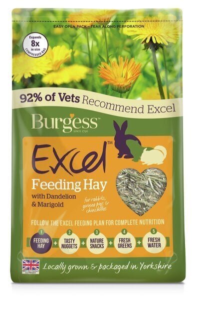 BURGESS EXCEL HEIN DANDELION & MARIGOLD 1KG цена и информация | Toit väikeloomadele | kaup24.ee