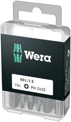 Насадки Wera 851/1 DIY-box Standard, 10 шт., PH 1x25 мм цена и информация | Механические инструменты | kaup24.ee