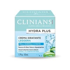Clinians Hydra Plus rahustav, niisutav, kerge näokreem normaalsele ja kombineeritud nahale 50 ml hind ja info | Näokreemid | kaup24.ee