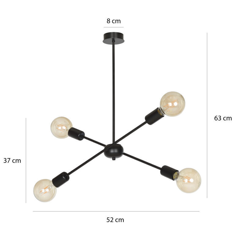 Emibig rippvalgusti Proton 4 Black hind ja info | Rippvalgustid | kaup24.ee