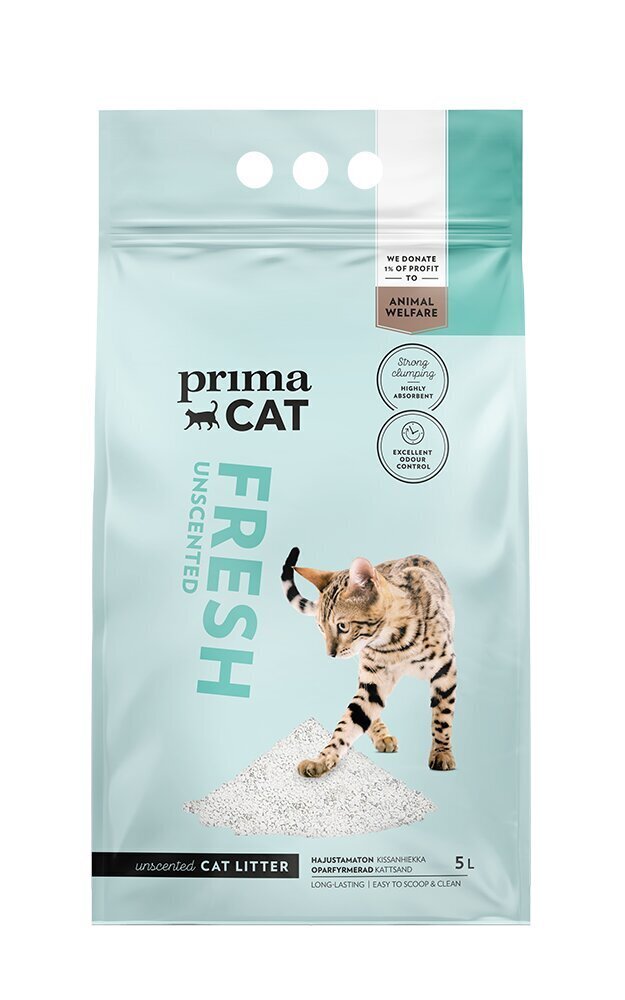 PrimaCat Fresh kassiliiv valge bentoniit, lõhnatu 5L hind ja info | Kassiliiv | kaup24.ee