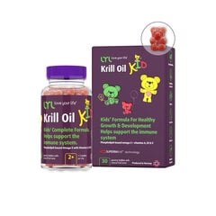 LYL Krill Oil Kid, Omega-3 puhtaimal kujul koos D3, A, C ja E vitamiinidega hind ja info | Vitamiinid, toidulisandid, preparaadid tervise heaoluks | kaup24.ee