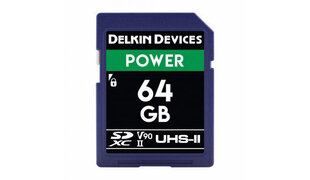 Delkin mälukaart SDXC 64GB Power 2000X UHS-II U3 V90 R300/W250 цена и информация | Карты памяти | kaup24.ee