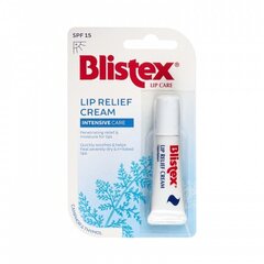 <p>Blistex Lip Relief Cream - крем для губ с уникальной консистенцией, содержащий глубоко впитывающиеся увлажняющие вещества длительного действия. Успокаивает и глубоко увлажняет губы. Защищает сухие, потрескавшиеся и обгоревшие на солнце губы. Уменьшает боль, вызванную герпесом. Дарит ощущение свежести и легкий румянец. SPF 15 защищает от вредных солнечных лучей UVB. Не содержит минерального масла.</p>
 цена и информация | Помады, бальзамы, блеск для губ | kaup24.ee