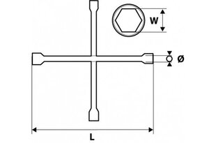Rattavõti rist 17/19/22mm / 1/2 tugevdusega 1/2 L 350mm цена и информация | Механические инструменты | kaup24.ee