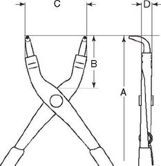 Lukustusrõnga tangid avale 90° 210mm 40-100mm hind ja info | Käsitööriistad | kaup24.ee