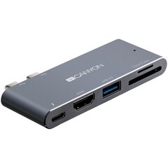 Canyon Multiport Docking Station, 100-240V, Output USB-C PD100W&USB-A 5V/1A цена и информация | Адаптеры и USB-hub | kaup24.ee