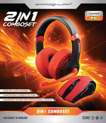 Mänguri kõrvaklapid Dragon War Combo Set: Gaming Headset and Mouse Wired - Red (PC) hind ja info | Kõrvaklapid | kaup24.ee