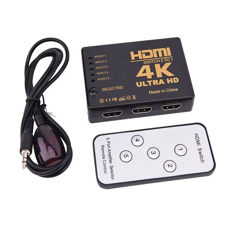 RoGer HDMI 4K High Speed Splitter 5 HDMI inputs / Remote Controller / Infrared Cable цена и информация | Kaablid ja juhtmed | kaup24.ee