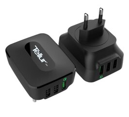 Tellur AC charger QC 3.0, 3xUSB ports (1 port QC 3.0 & 2 USB port 2.4A), Black цена и информация | Зарядные устройства для телефонов | kaup24.ee