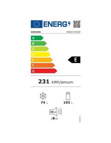 Samsung BRB26715EWW/EF, integreeritav NoFrost külmik, maht 267 L, 177,5 cm hind ja info | Külmkapid | kaup24.ee