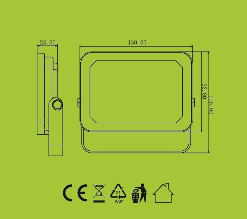 LED väliprožektor GR-FL-10W, must цена и информация | Aia- ja õuevalgustid | kaup24.ee