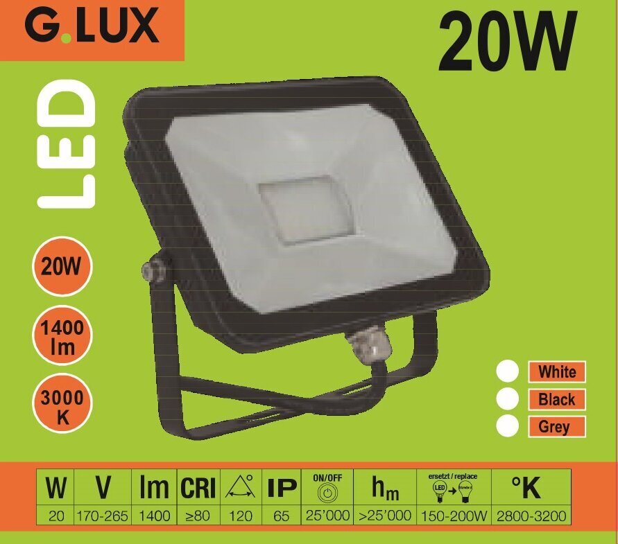 LED väliprožektor GR-FL-20W, must цена и информация | Aia- ja õuevalgustid | kaup24.ee