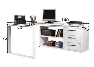 Угловой стол Disegno, глянцевый белый цена и информация | Компьютерные, письменные столы | kaup24.ee