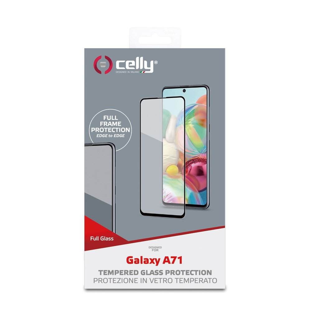 CELLY FULL GLASS GALAXY A71 BLACK hind ja info | Ekraani kaitsekiled | kaup24.ee