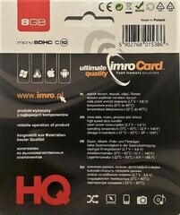 MicroSDHC Klass 10 mälukaart 8 GB IMRO 10/8G цена и информация | Карты памяти | kaup24.ee