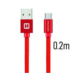 Swissten Textile Quick Charge Универсальный Micro USB Кабель данных 0.2m Красный цена и информация | Кабели для телефонов | kaup24.ee