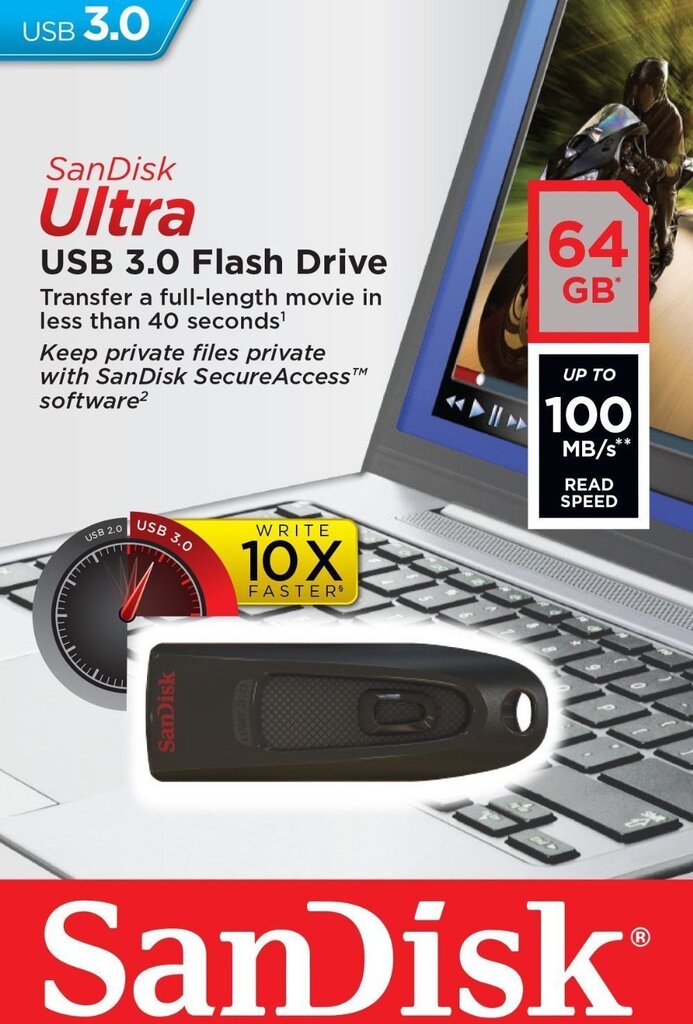 Mälupulk SANDISK 64GB USB3.0 Flash Drive Ultra hind ja info | Mälupulgad | kaup24.ee