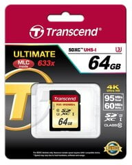 Mälukaart Transcend 64GB SDXC UHS-I U3 10 klass hind ja info | Fotoaparaatide mälukaardid | kaup24.ee