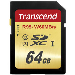 Mälukaart Transcend 64GB SDXC UHS-I U3 10 klass цена и информация | Карты памяти | kaup24.ee