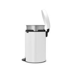 Brabantia NewIcon pedaaliga prügikast 12L, metall ämbriga, valge цена и информация | Мусорные баки | kaup24.ee