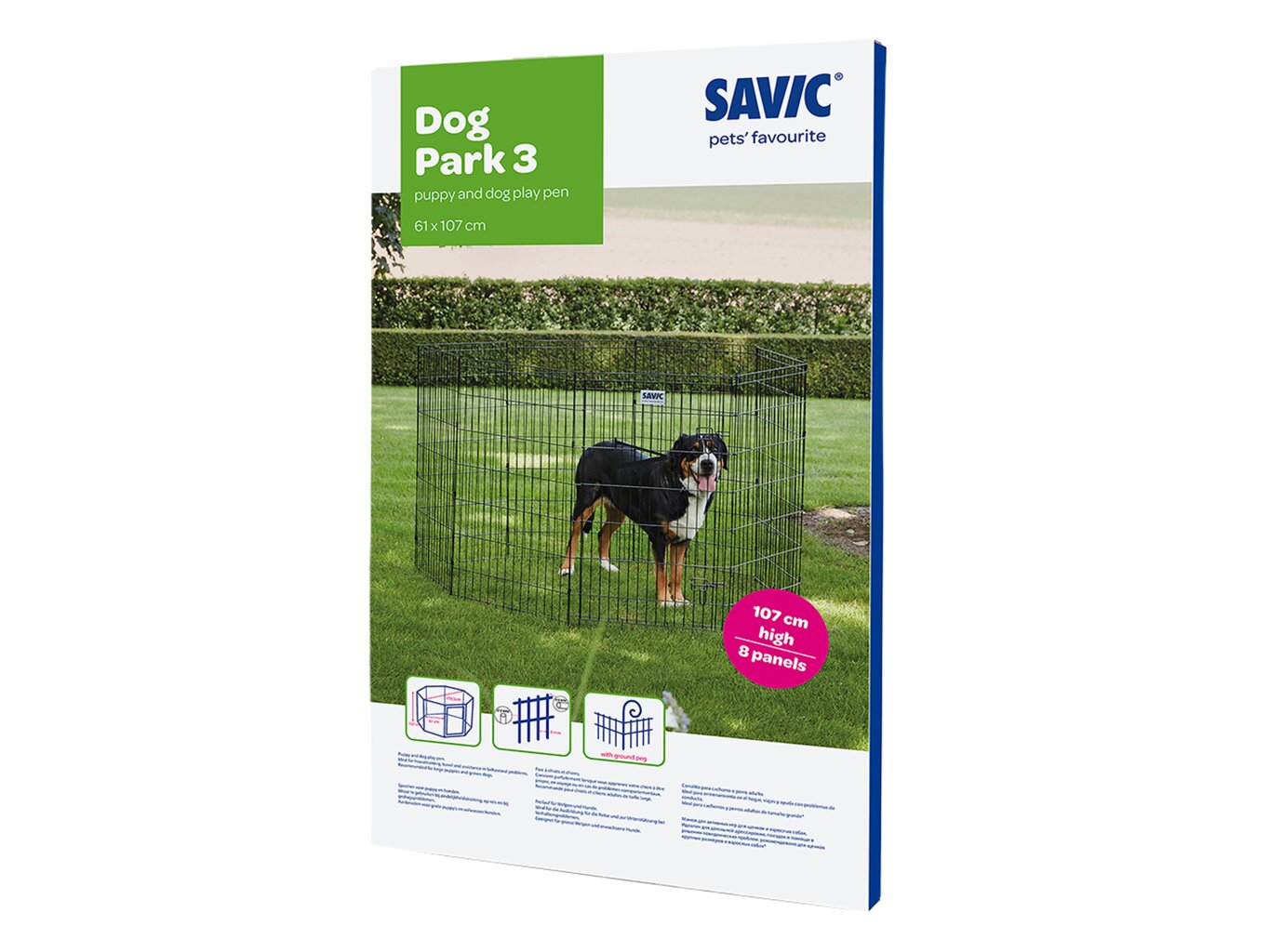 SAVIC DOG PARK 3 aedik 61 x 107 cm, tsink, 8 paneeli цена и информация | Transportkorvid, puurid | kaup24.ee