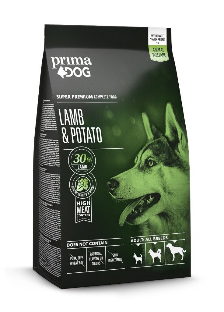 Prima Dog täistoit lamba-kartuli, kõikidele täiskasvanud koertele 2 kg hind ja info | Kuivtoit koertele | kaup24.ee