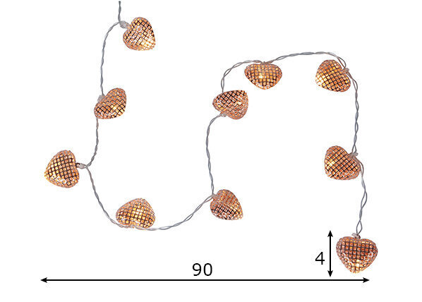 Valguskett südametega, vask hind ja info | Jõulutuled | kaup24.ee